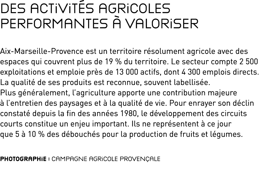 Des activit s agricoles performantes  valoriser Aix Marseille Provence est un territoire r solument agricole avec de...