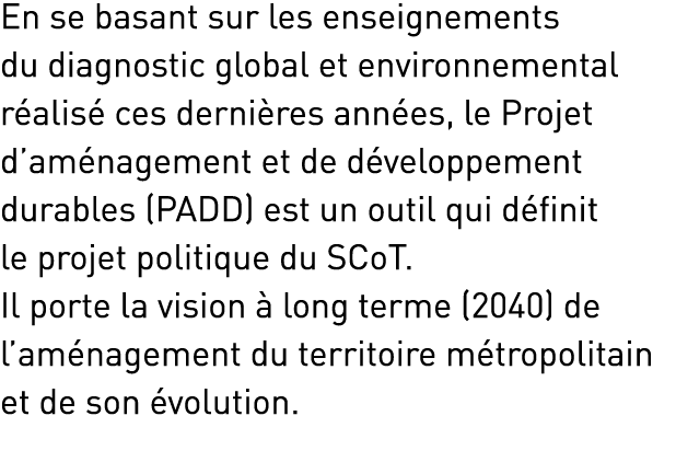 En se basant sur les enseignements du diagnostic global et environnemental réalisé ces dernières années, le Projet d    