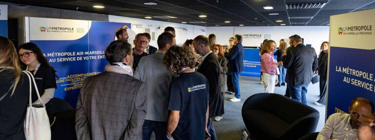 Forum des entrepreneurs, Stade Vélodrome, Marseille, networking, espace professionnel et conférences, salon BtoB, stand Métropole Aix-Marseille-Provence, Tourisme séminaires et congrès, filière économique d’excellence, source d’emplois