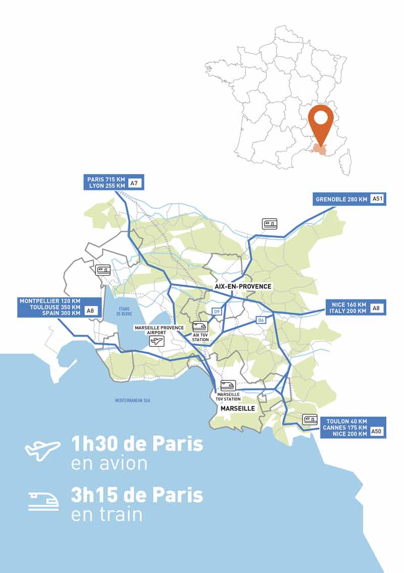 Accessibilité de la métropole Aix-Marseille-Provence dans le sud de la France, où la situer ? Comment la rejoindre ? Avion, train, voiture